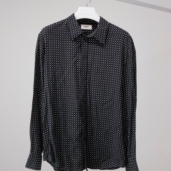 *SOLD* Celine Black Polkadot Button-Up - Picture 2 of 9